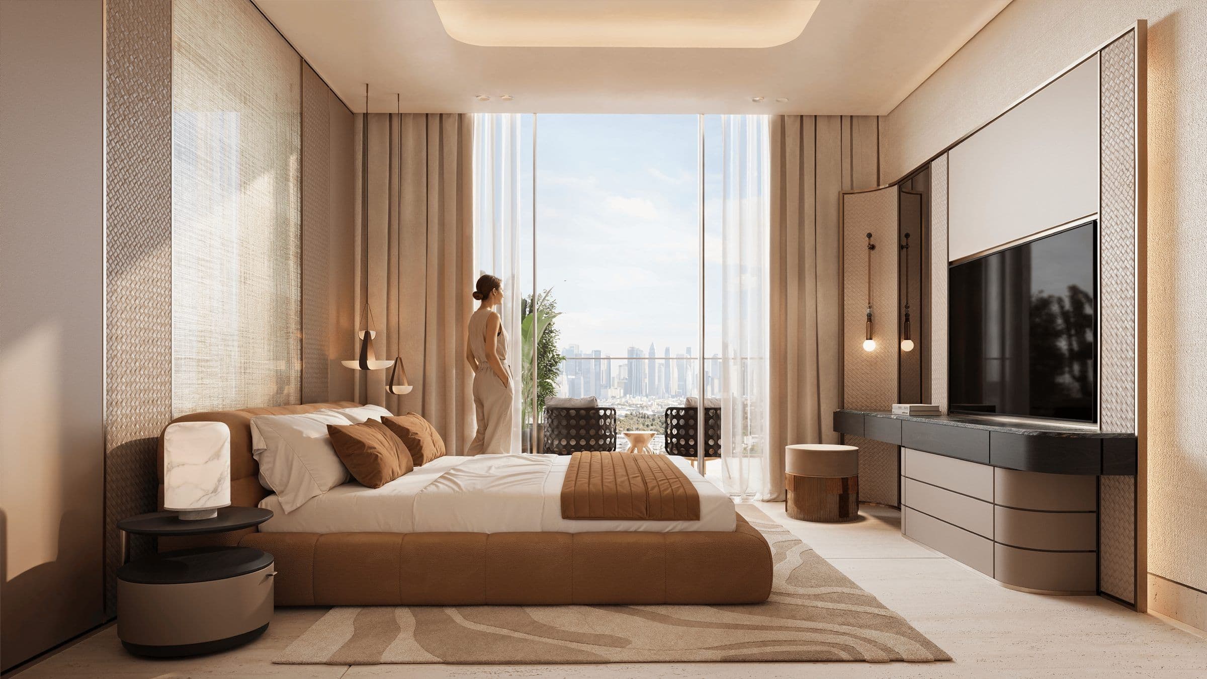 Bedroom in a Binghatti Spectre apartment