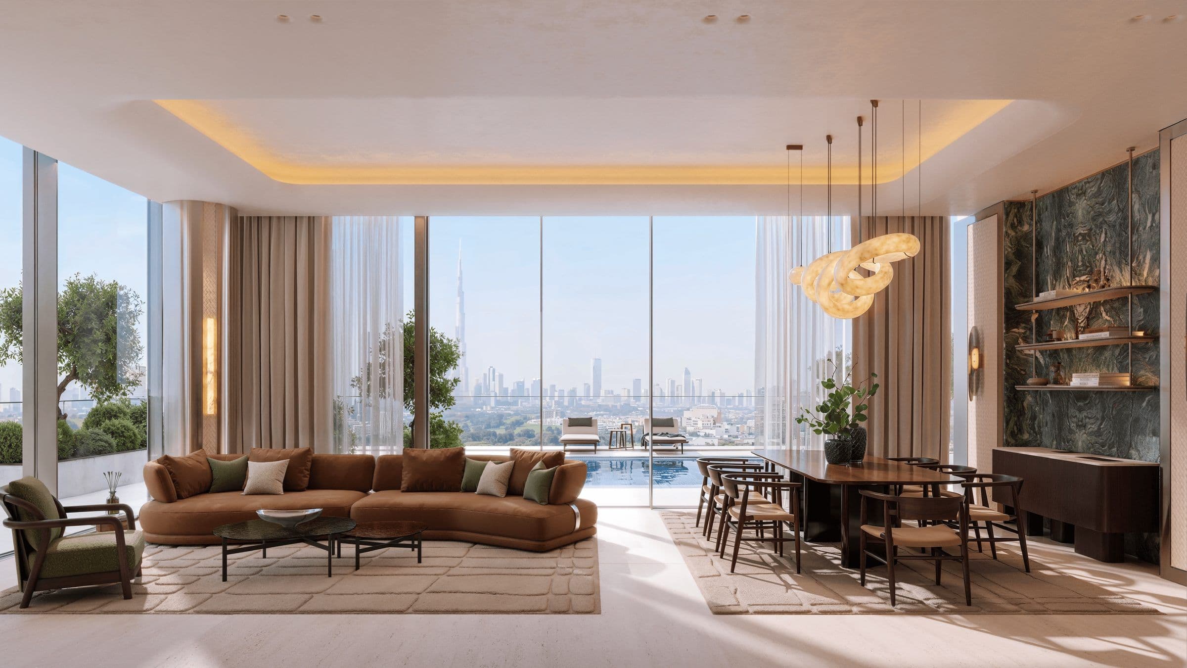 Living room in a Binghatti Spectre apartment