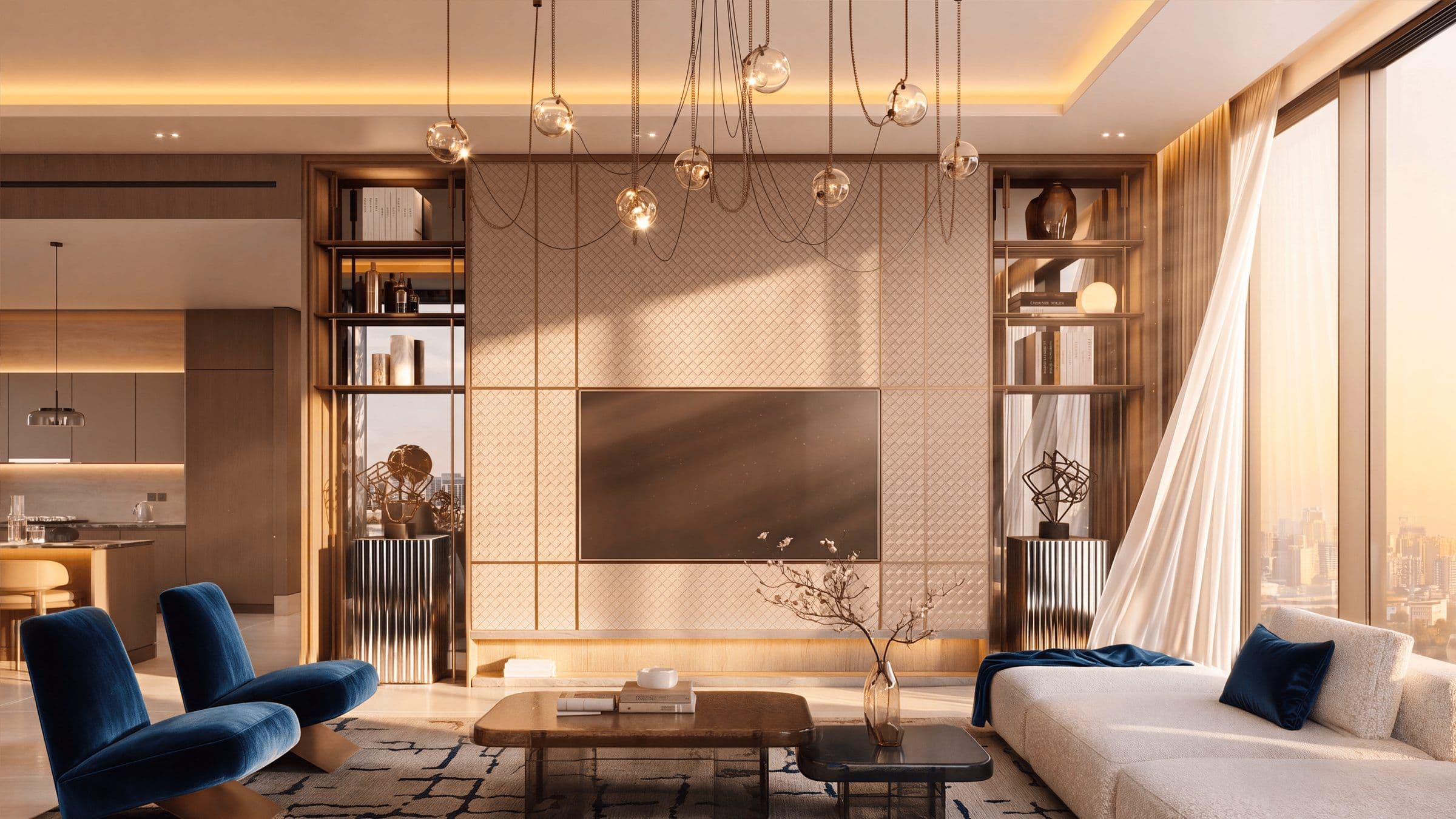 Living room in a Binghatti Starfall apartment