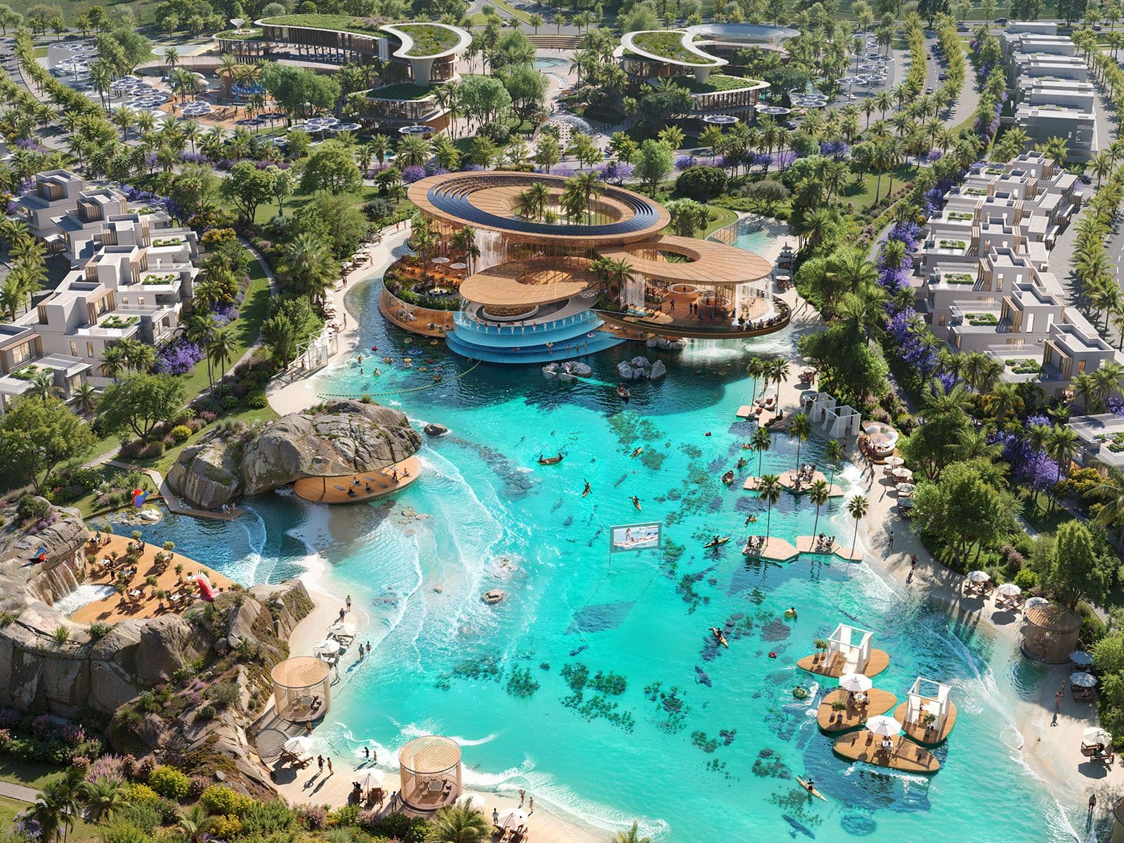 Central lagoon and lifestyle amenities at DAMAC Islands 2 Dubai