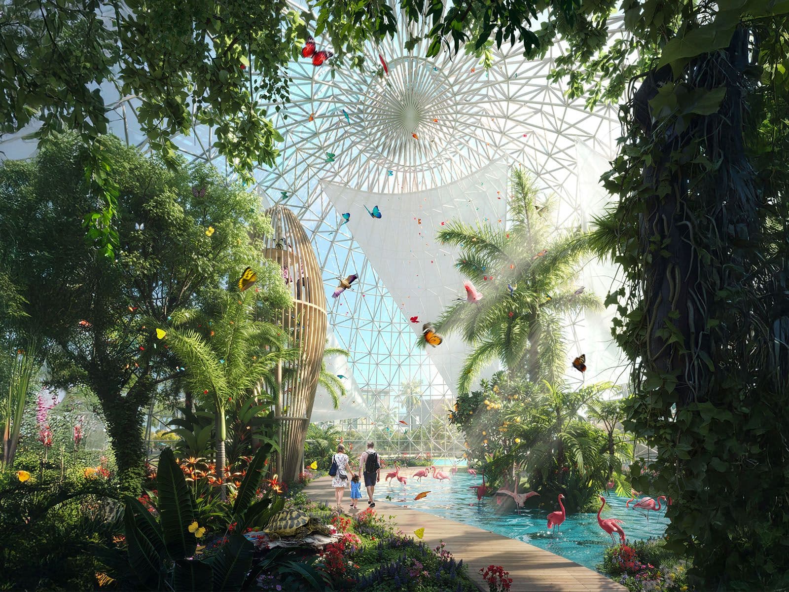Tropical butterfly conservatory and nature dome at DAMAC Islands 2