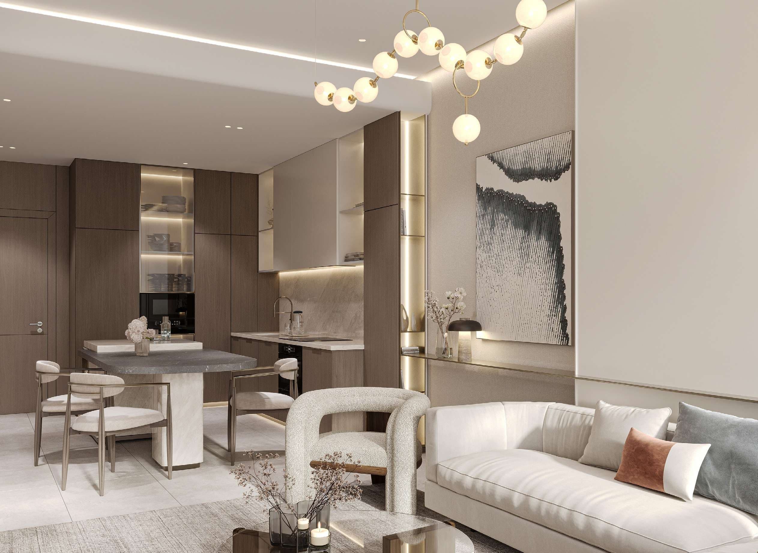 Divine Al Barari apartment interior with living and dining area