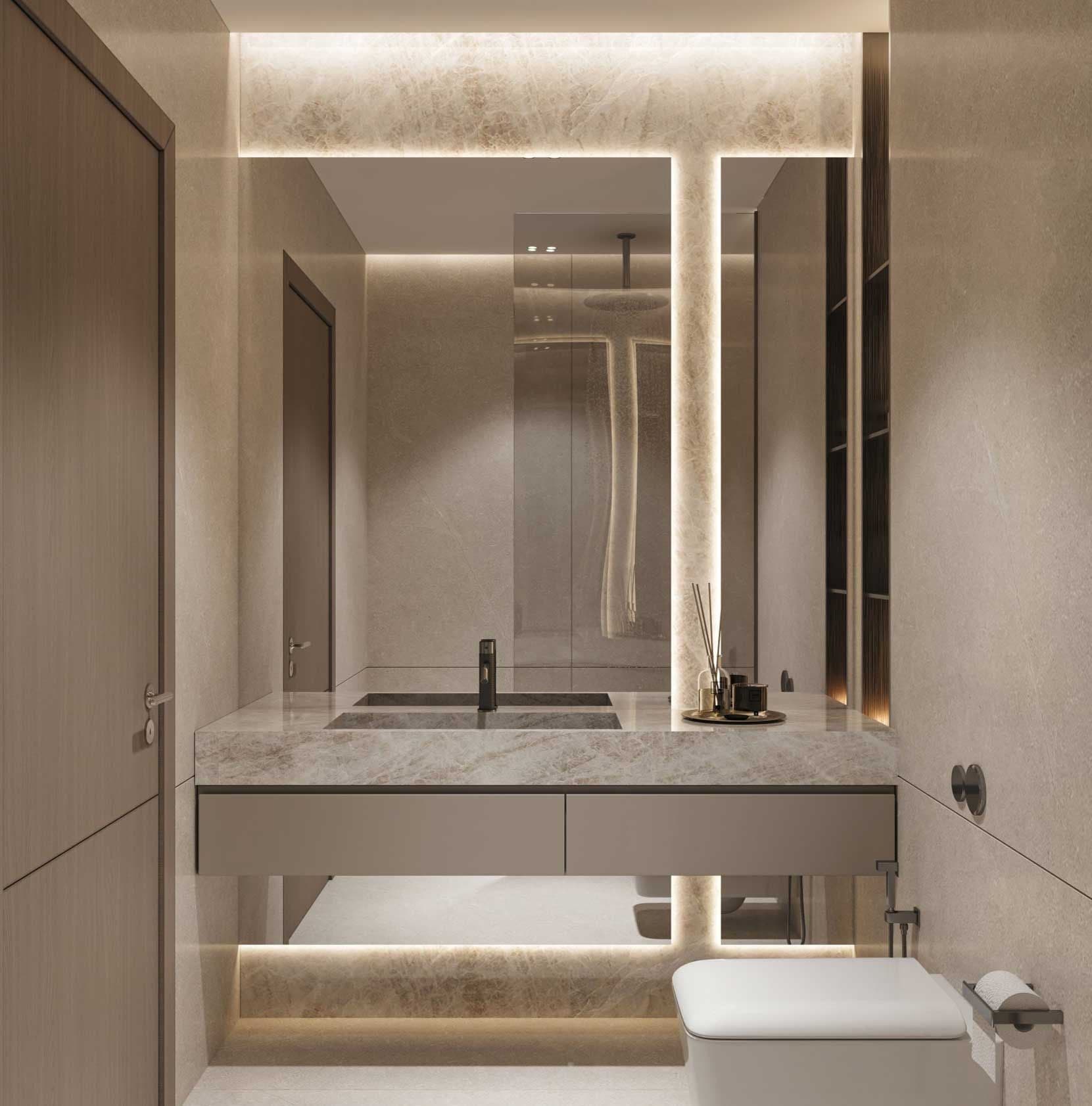 Divine Al Barari bathroom with marble finishes