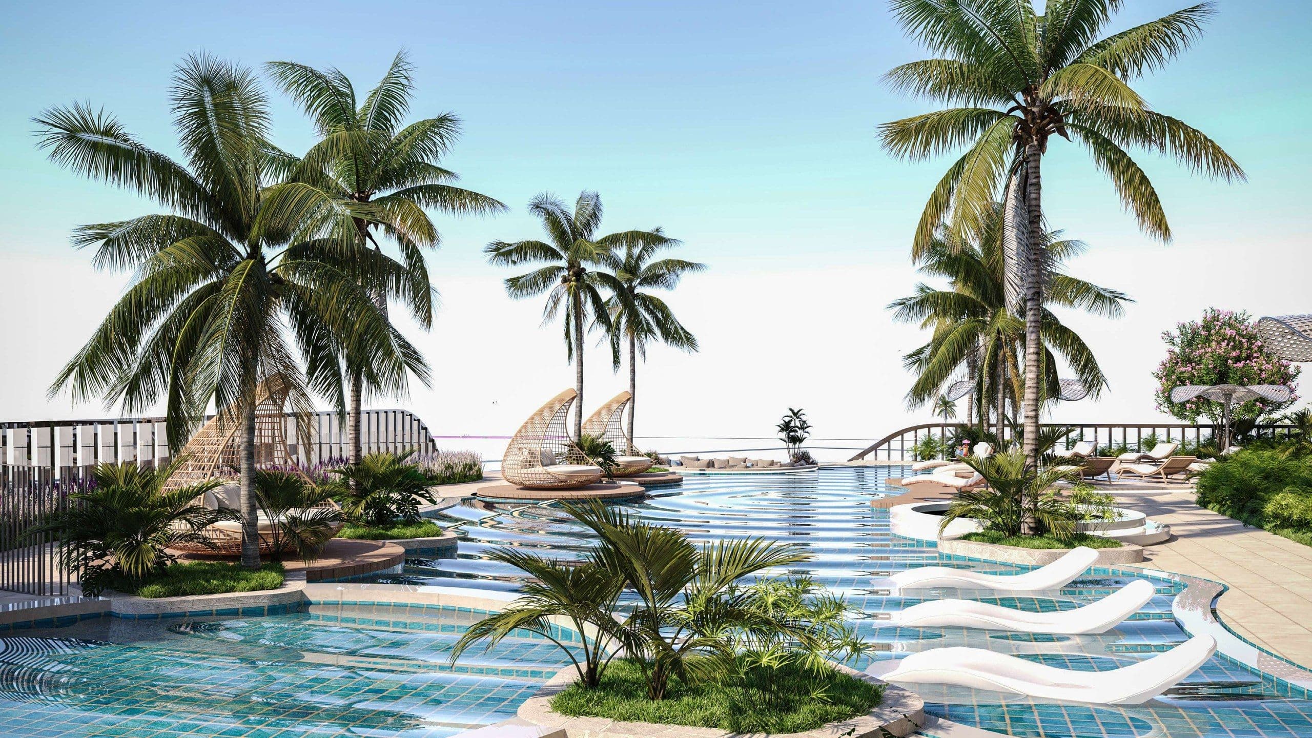 Divine Al Barari beach-entry pool and sun loungers