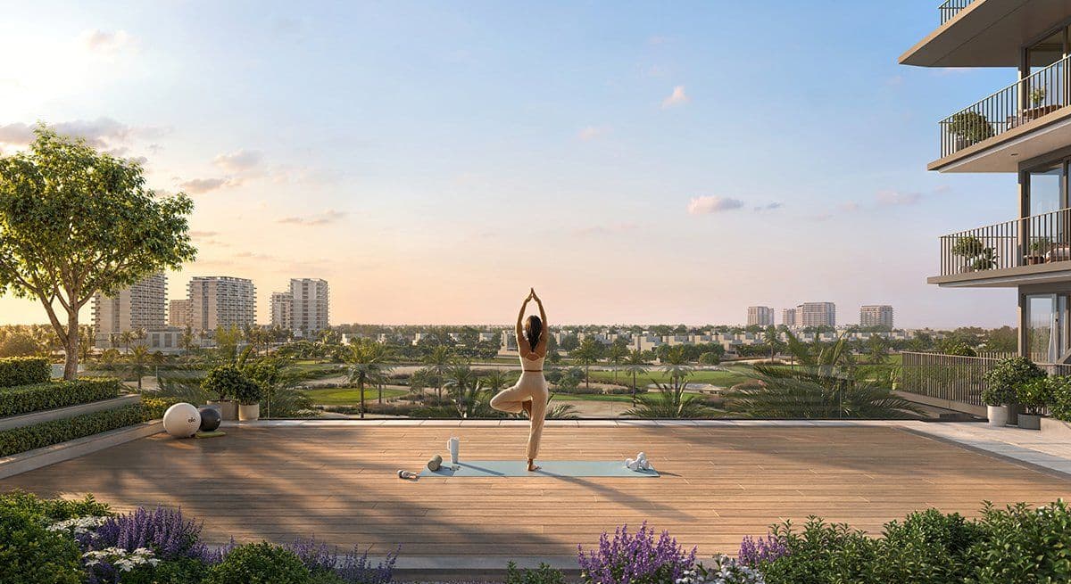 Yoga deck overlooking the golf course at Golf Trails