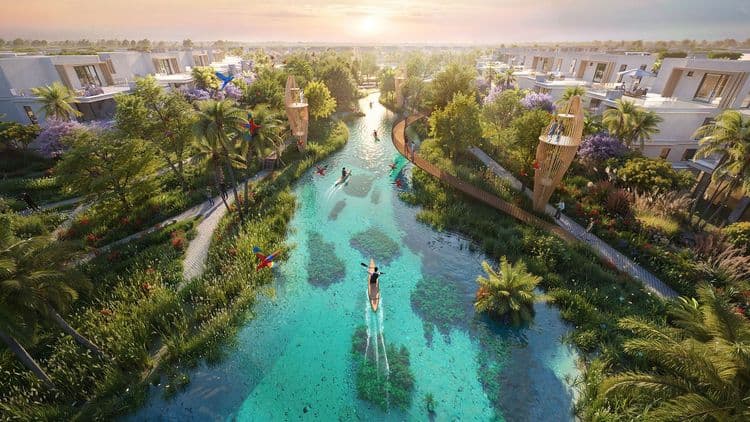 DAMAC Islands 2 villas and tropical waterway in Dubailand Dubai