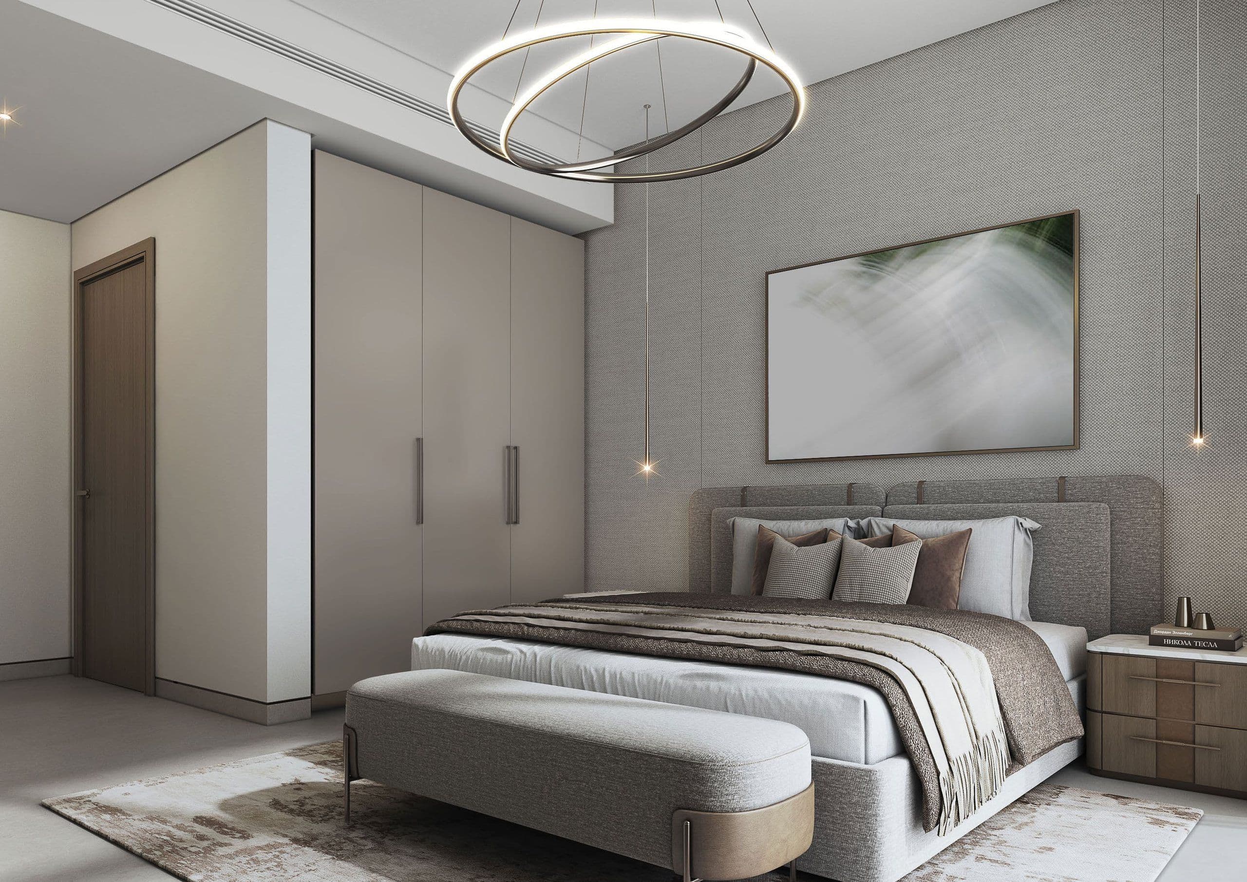 Master bedroom in a The Woods apartment by Sobha Realty