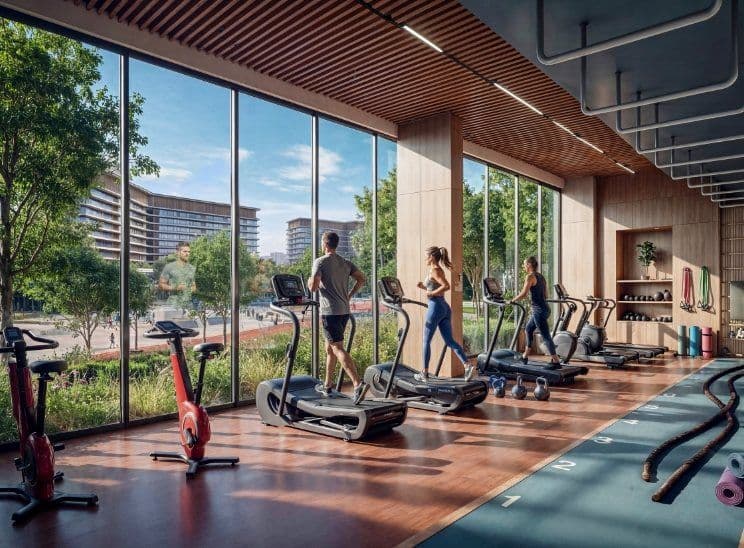 Fitness studio with garden views at The Woods