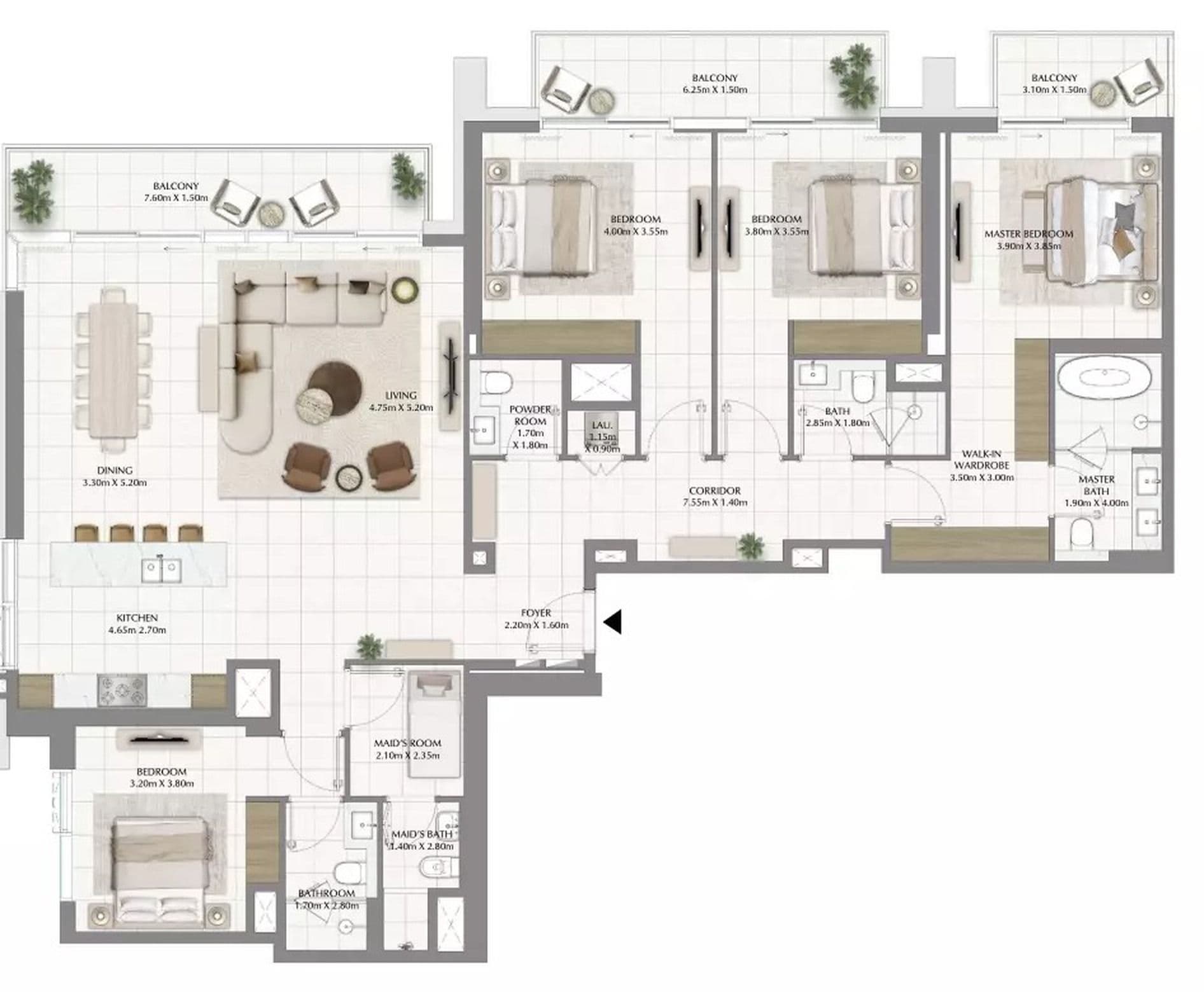 Valia 4 bedroom Type A1 floor plan, 2,561 sq ft