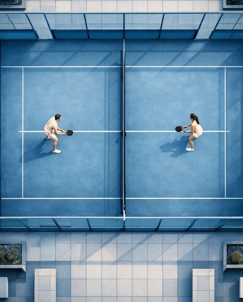 Padel court at Valia seen from above